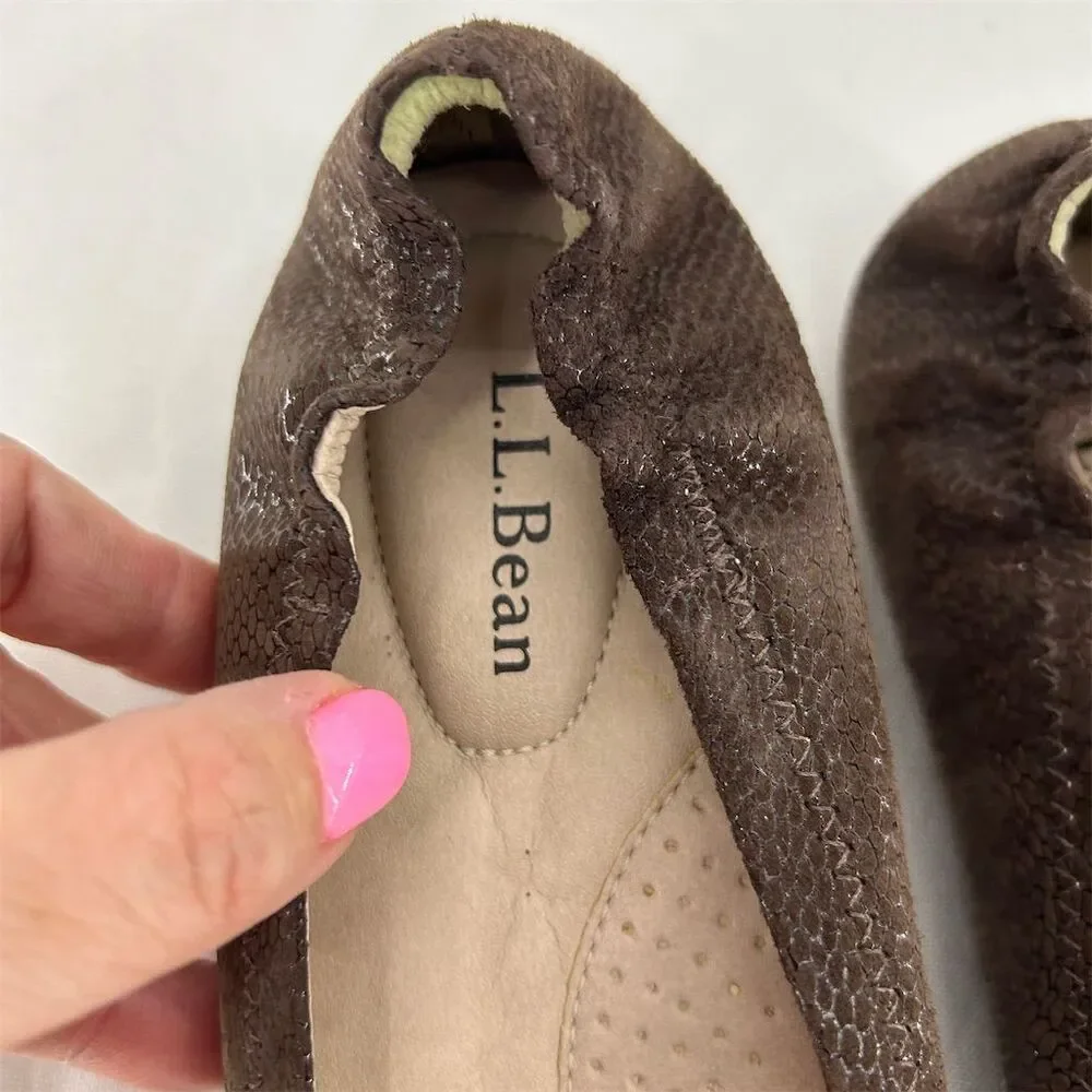 L.L. Bean Women's Brown Snakeskin Print Ballet Flats Size 6 NWOT